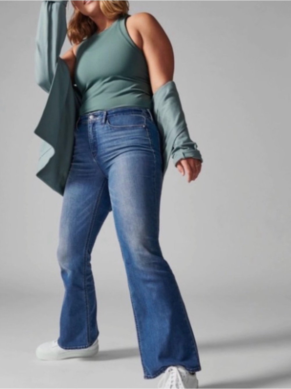 Athleta Sculptek High-Rise Flare Jeans in Medium Blue Size 12